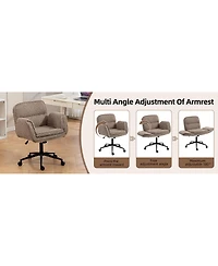 Streamdale Furniture Criss Cross Teddy Fleece Swivel Chair with Adjustable Armrests & Wheels