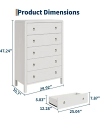 gaomon Modern 5 Drawer Tall Dresser for Bedroom, Large Clothes Storage Cabinet