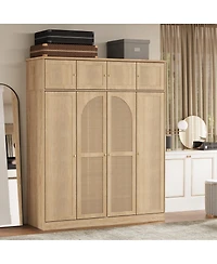Streamdale Furniture 8-Door Rattan Wardrobe with Flexible Storage