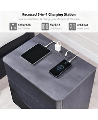 Yigii Modern Nightstand with 3 Drawers & Charging Station