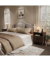 gaomon Fluted Night Stand Wood Tall Nightstands with Charging Station