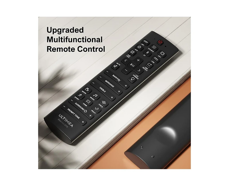 Ultimea 7.1ch Soundbar with Wireless Subwoofer, Surround Sound System for Tv, App Control, 410W Peak Power, 4 Wired Surround Speakers, Poseidon D70