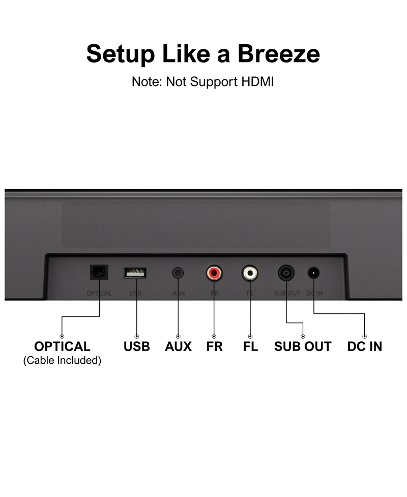 Ultimea 7.1ch Virtual Surround Sound Bar, Soundbar for Smart Tv with Subwoofer, Opt/Aux/Bt, Aura A40