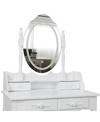 Streamdale Furniture Princess Vanity Desk Set with Mirror & Stool, 4 Drawers, Ample Storage