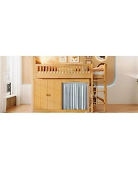 Streamdale Full Size Loft Bed with Storage Cabinet, Wardrobe & Led