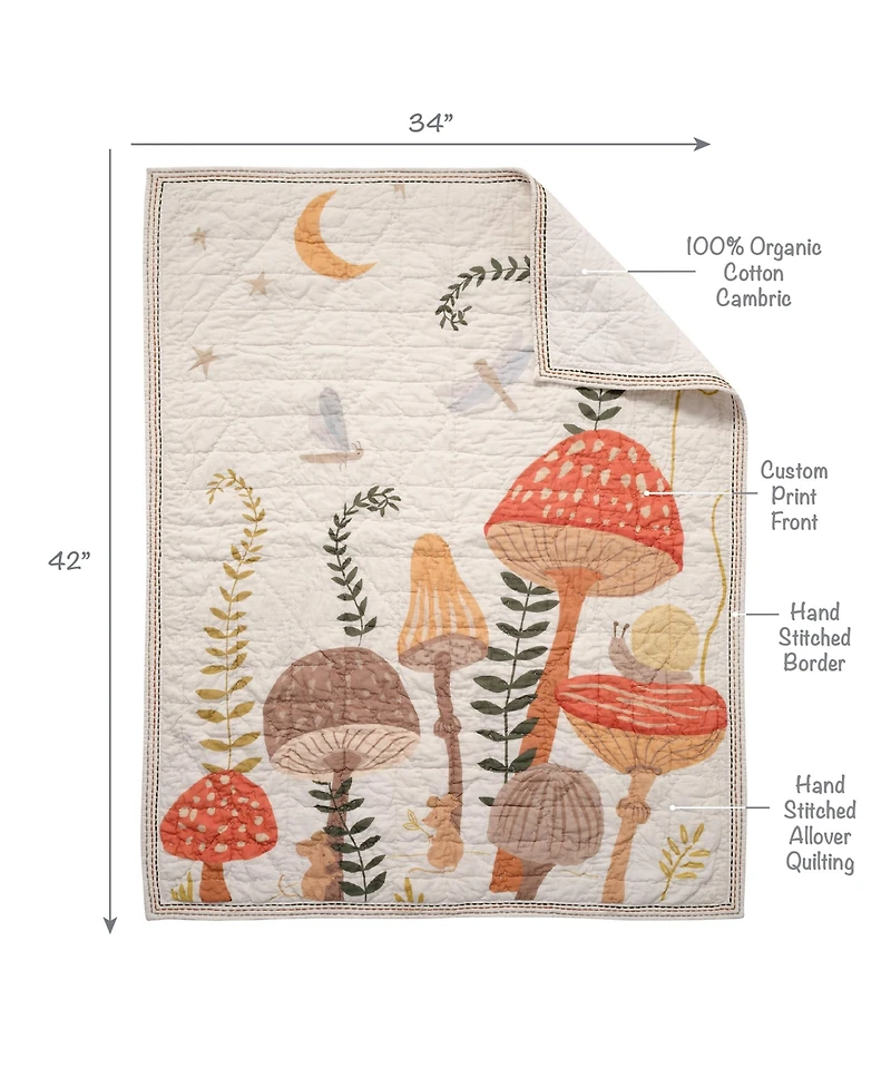 Lambs & Ivy Mushroom Meadow 3-Piece Organic Cotton Infant Baby Crib Bedding Set
