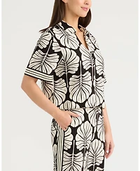 Ellen Tracy Women's Boxy Top with Stripe Cuff