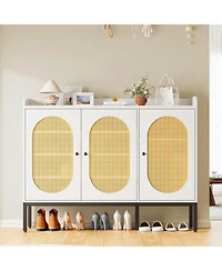 gaomon Rattan 3-Door Shoe Cabinet