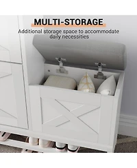 gaomon Farmhouse Entryway Shoe Cabinet with Bench