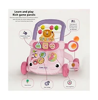 Bruce & Shark 2-in-1 Baby Push Walker & Activity Center - Adjustable & Anti-Tip Design for First Steps