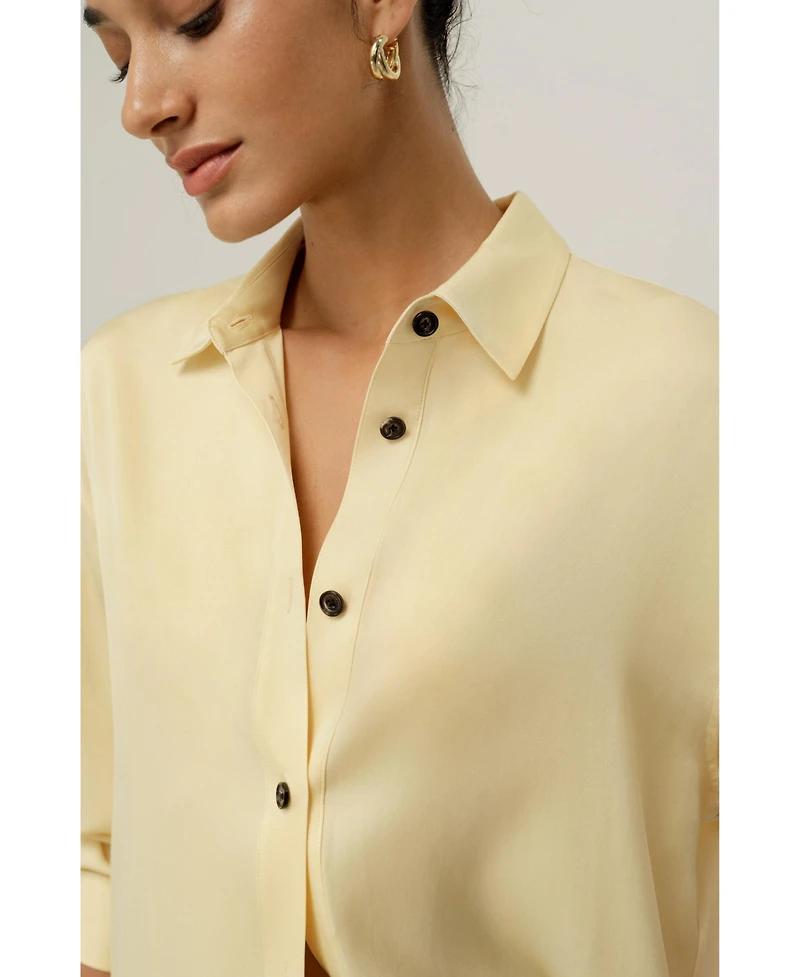 Lilysilk Women's Stretch Double Georgette Oversized Shirt