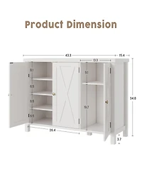 gaomon Farmhouse 35-Inch 4-Tier Shoe Cabinet with Doors, Entryway Shoe Storage