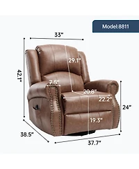 Clihome Heat Massage Manual Recliner Chair with Rocker and Swivel for Living Room