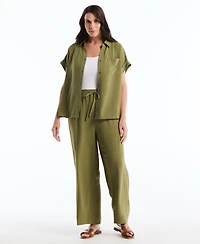 Rafaella Plus Drawstring Wide-Leg Pants