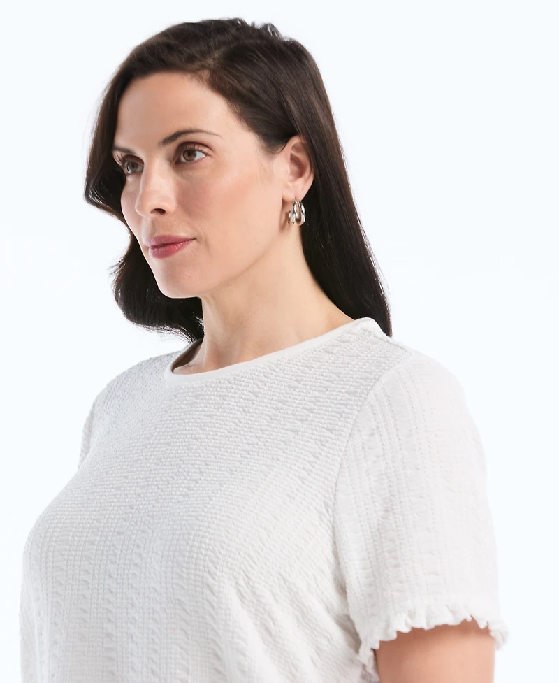 Rafaella Plus Puckered Ruffle Short-Sleeve Top
