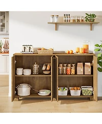 Tribesigns 59" Sideboard, 4-Door Storage Cabinet with Shelves, Buffet Tv Stand, Modern Vintage Coffee Bar Cabinet