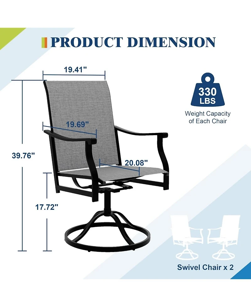 gaomon 8PCS Outdoor Swivel Dining Chairs With Textilene Breathable Back