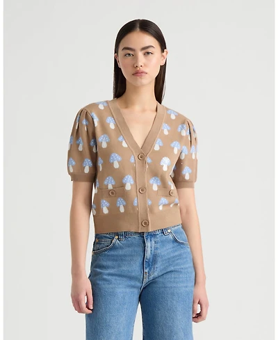 Nvlt Women's Short Sleeve Jacquard Cardigan