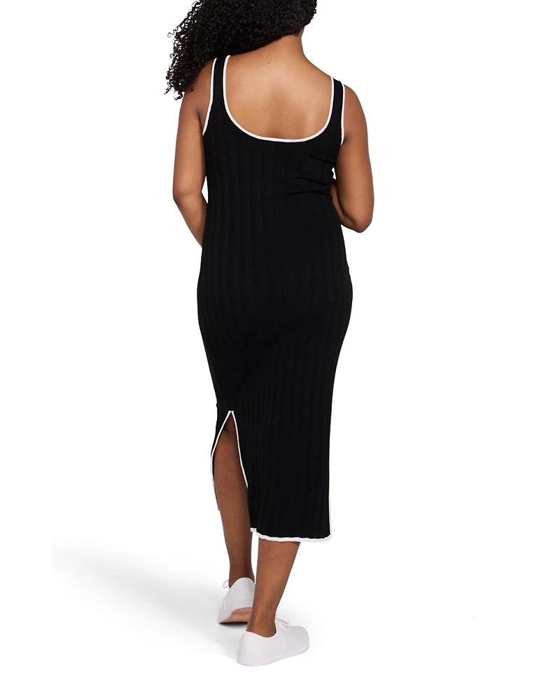 Motherhood Maternity Sleeveless Nursing Henley Midi Dress