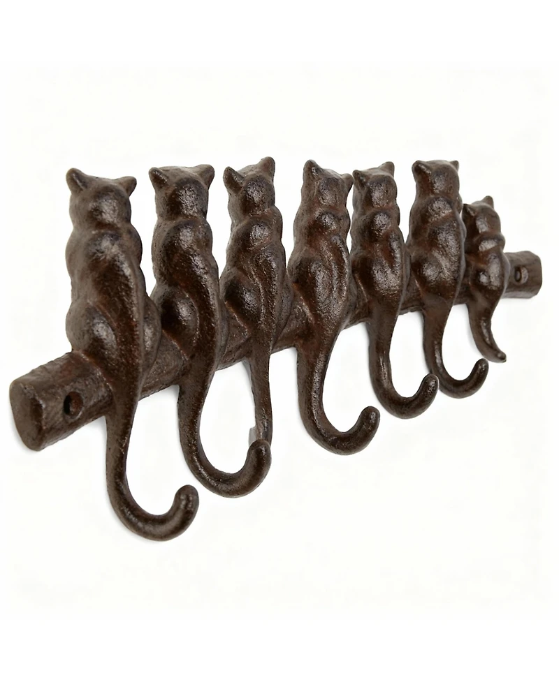 Yigii Cast Iron Wall Hook Rack with 7 Hooks - Rustic Decor for Coats, Hats, Keys