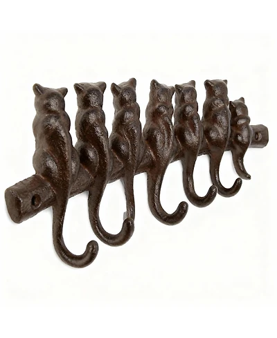 Yigii Cast Iron Wall Hook Rack with 7 Hooks - Rustic Decor for Coats, Hats, Keys