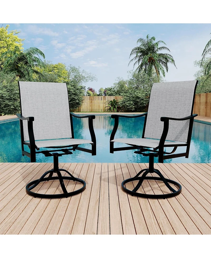 gaomon 6PCS Outdoor Swivel Dining Chairs With Textilene Breathable Back