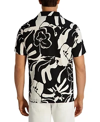Karl Lagerfeld Paris Men's Seersucker Floral Camp Collar Textured Shirt