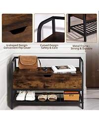 gaomon Metal & Wood Lift Top Shoe Bench