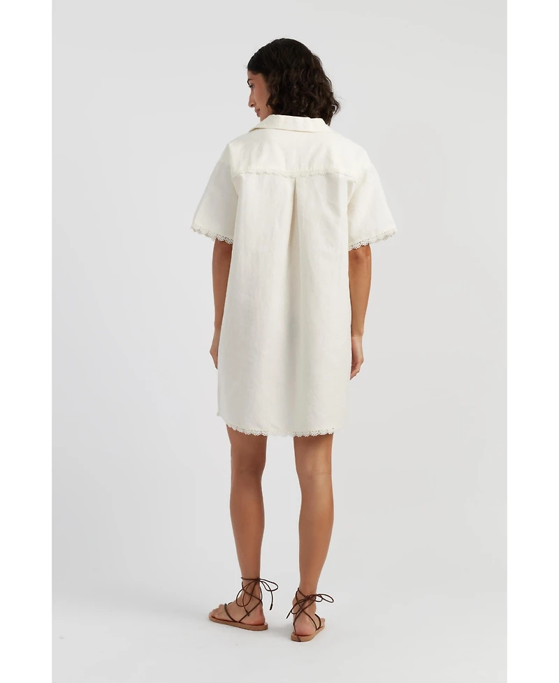 Chinti & Parker Women's Linen-Blend Scallop Tunic Dress
