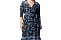 Kiyonna Women's Plus Beguiling Border Print Wrap Dress