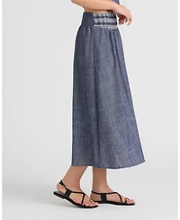 Nvlt Women's Embroidered Yoke Midi Skirt