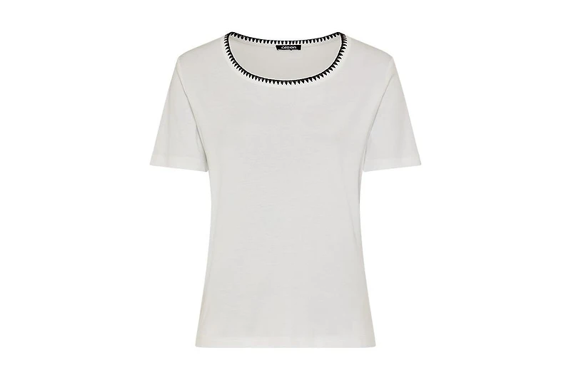 Olsen Women's Embroidered Neck T-Shirt