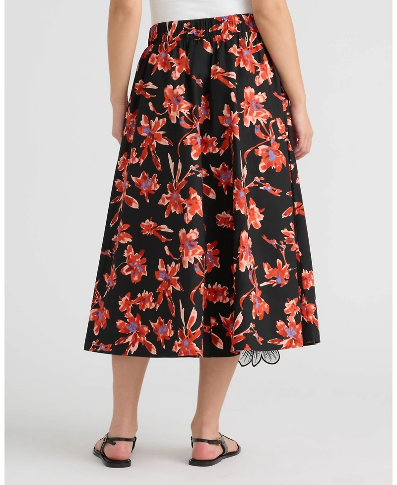 Nvlt Women's Floral Applique Midi Skirt