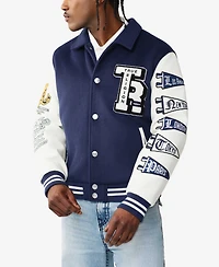 True Religion Men's Long-Sleeve Crest Varsity Jacket