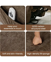 gaomon 360° Swivel Rocking Recliner Chair, Manual Fabric Nursery Recliner Glider with with Massage and Heating, Extented Footrest