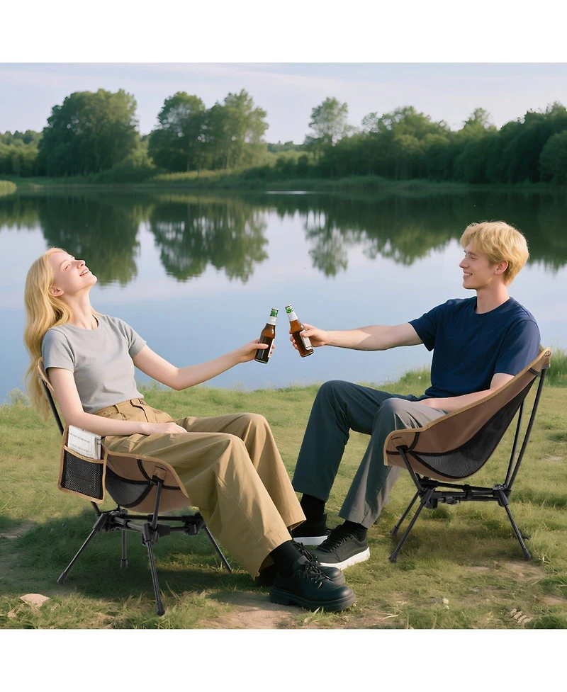 Mecale Portable Camping Chair with Compact Carrying Bag, Foldable Outdoor Seat