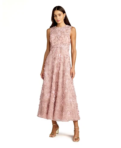 Mac Duggal Women's Floral Embroidered High Neck Midi Dress