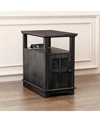 Yigii Adjustable Shelf, Hidden Charging, Multi-Use End Table with storage space