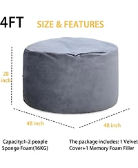 gaomon Bean Bag Chairs with Cover, 4FT Adult Bean Bag Sofa Giant Beanbag Chair with Filling