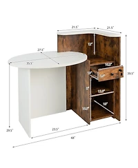 Mecale Front Reception Desk with Open Shelf and Drawer