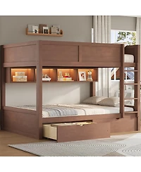 Streamdale Furniture Full Xl over Full Xl Bunk Bed with Storage, Led