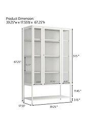 Streamdale Furniture Iron Display Cabinet with Glass Door and Led Lights