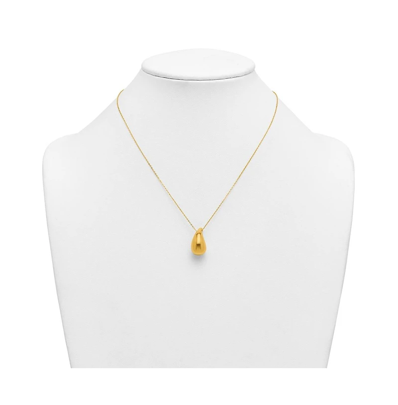 Curata Jewelry Solid 18k Italian 18" Abstract Polished Puffed Teardrop Necklace