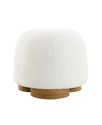Streamdale Furniture Streamdale White Fully Assembled Round Soft Teddy Fabric Upholstered Ottoman Footstool