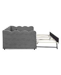 Streamdale Furniture Cozy Gingham Daybed with Twin Trundle, Usb Port