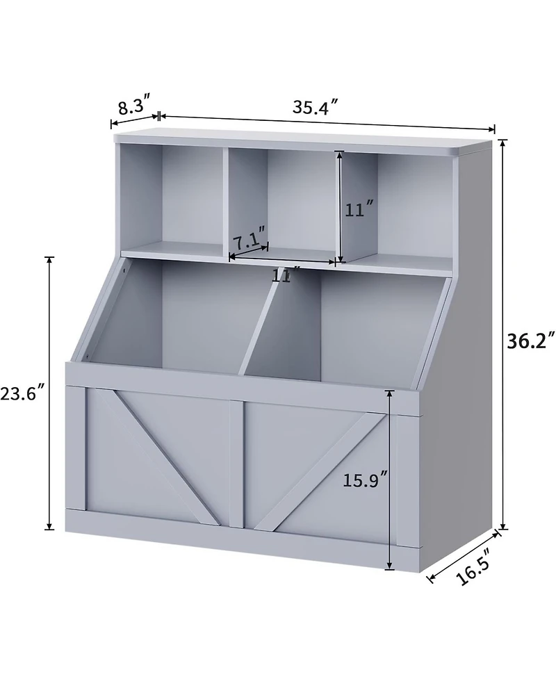 gaomon Kids Bookshelf and Toy Storage – Wooden Organizer with Cabinet Shelf, Toddler Bookcase for Playroom, Bedroom, Nursery