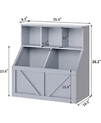 gaomon Kids Bookshelf and Toy Storage – Wooden Organizer with Cabinet Shelf, Toddler Bookcase for Playroom, Bedroom, Nursery