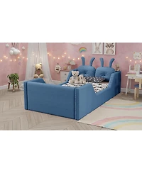 Streamdale Furniture Twin Upholstered Platform Bed with Rabbit Cushion & Removable Rails