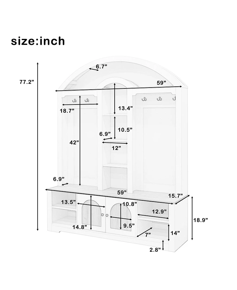 Streamdale Furniture Multi-functional wardrobe with shoe racks, hangers, and hooks