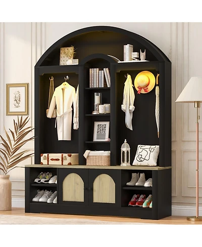 Streamdale Furniture Multi-functional wardrobe with shoe racks, hangers, and hooks